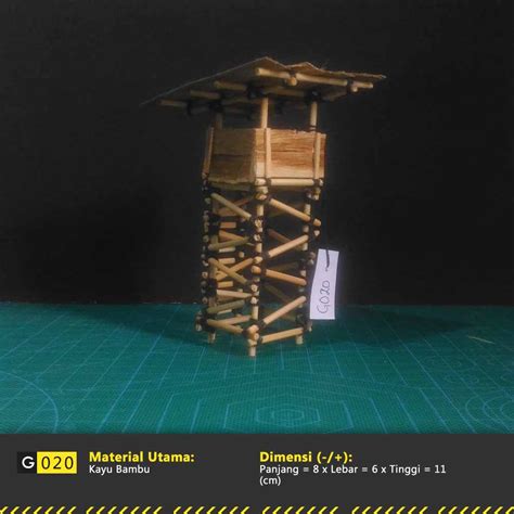 Jual Miniatur Ornamen Saung Menara Watchtower Kayu Bambu G020