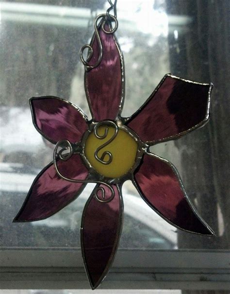 Purple Flower Stained Glass Suncatcher Visit My Facebook Page Deb S Stained Glass Workshop