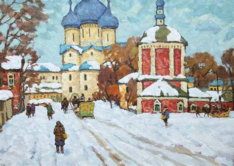 Winter in Suzdal Evgeni Chuikov 19 1/2" x 27 3/8" oil | Art history major, American art, Soviet art