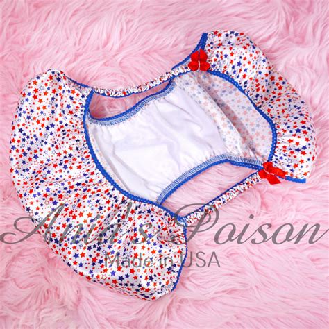 July 4th Panties SATIN Red White And Blue Stars String Bikini Sissy