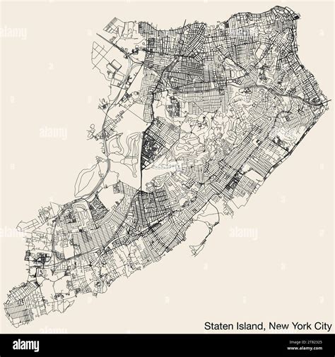 Street Roads Map Of The Staten Island Borough New York City Stock