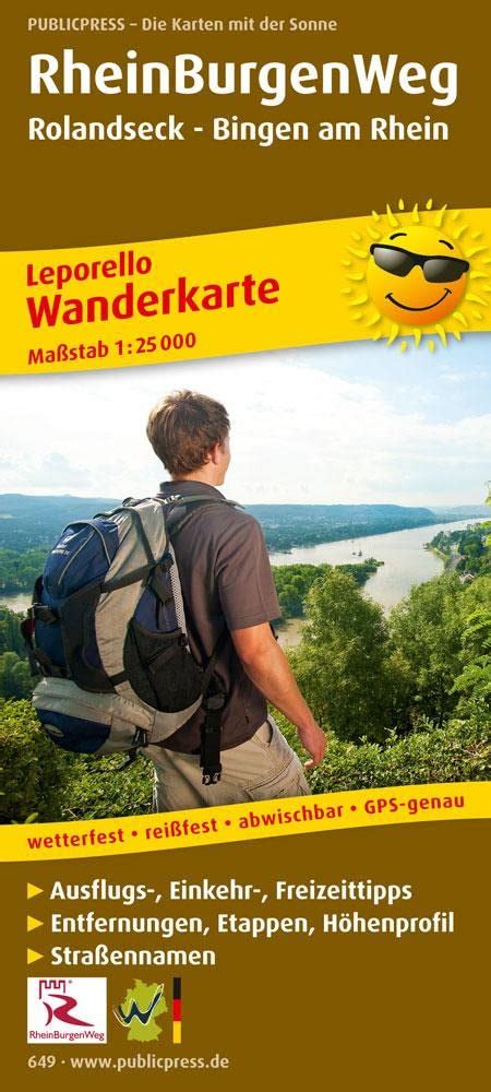 Rheinburgenweg Rolandseck Bingen Am Rhein Leporello Wanderkarte Mit