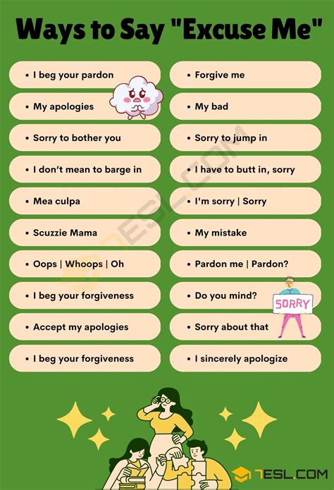 20 Other Ways To Say Excuse Me” In English Formal And Informal • 7esl