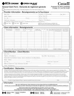 Fillable Online General Claim Form Demande De Rglement Gnrale Fax