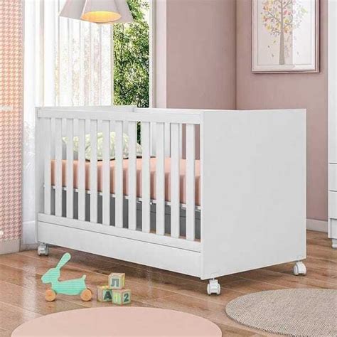 Berço Mini Cama Americano Doce Sonho Rodízios Branco Qmovi