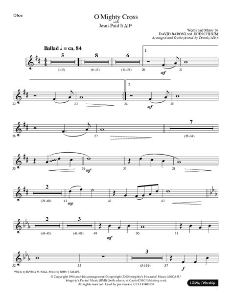 O Mighty Cross Choral Anthem Satb Oboe Sheet Music Pdf Lifeway