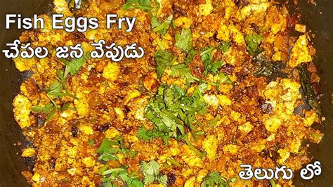 Fish Eggs Fry Recipe Telugu చేపల జన వేపుడు తెలుగులో Fish Egg Recipe