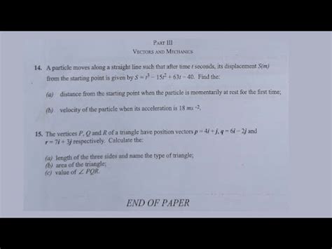 Wassce Novdec Further Elective Mathematics Paper Vectors And