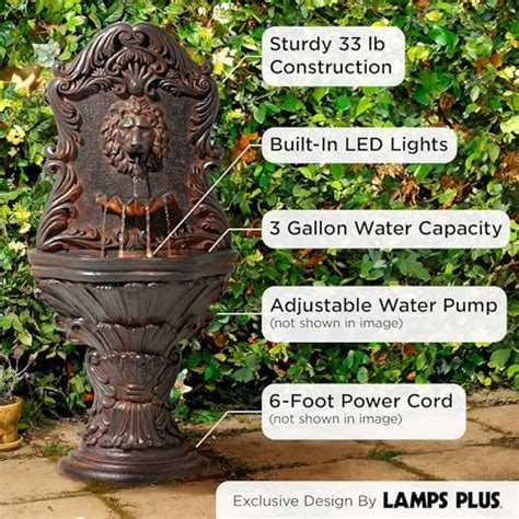 Imperial Lion Acanthus Rustic Outdoor Wall Water Fountain 50 High With