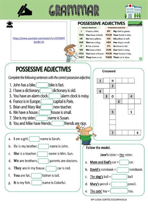 Possessive Adjectives Worksheet For Beginners