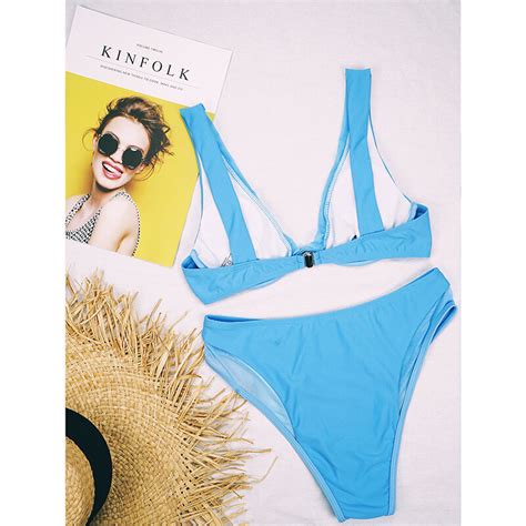 Bikini de cintura alta con realce para mujer traje de baño Sexy con