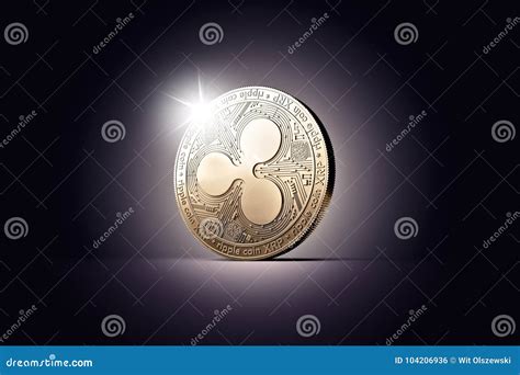 Golden Ripple Xrp Cryptocurrency Physical Concept Coin Isolated On