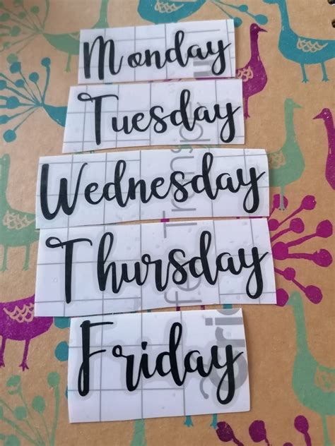 Days of the Week Vinyl Stickers | Etsy