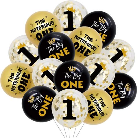 45Pcs The Notorious One Birthday Balloons Decorations, Black Gold Big ...