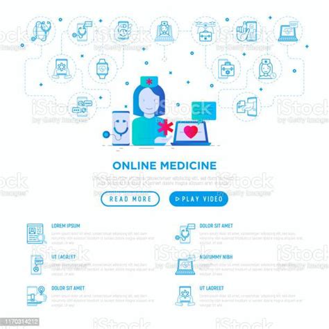 온라인 의학 웹 페이지 템플릿 노트북이나 스마트 폰에 화상 통화로 의사 컨설팅 원격 의료 개념 그라데이션 플랫 아이콘입니다 현대