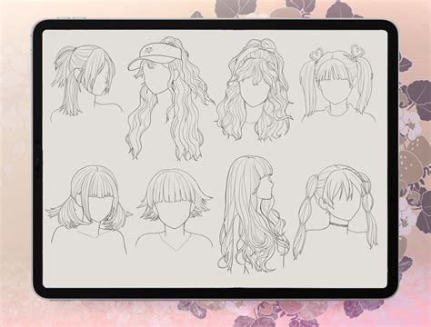 70 Procreate Anime Hairstyles Stamps Manga Hairstyles Etsy