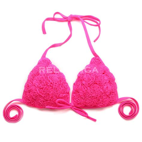 Relleciga Damen Bademode Triangel Extra Push Up Bikini D Effekt Blumen