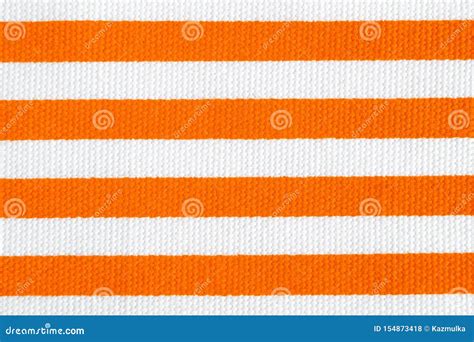 Textile Background With Orange And White Stripes Fabric Texture Stock