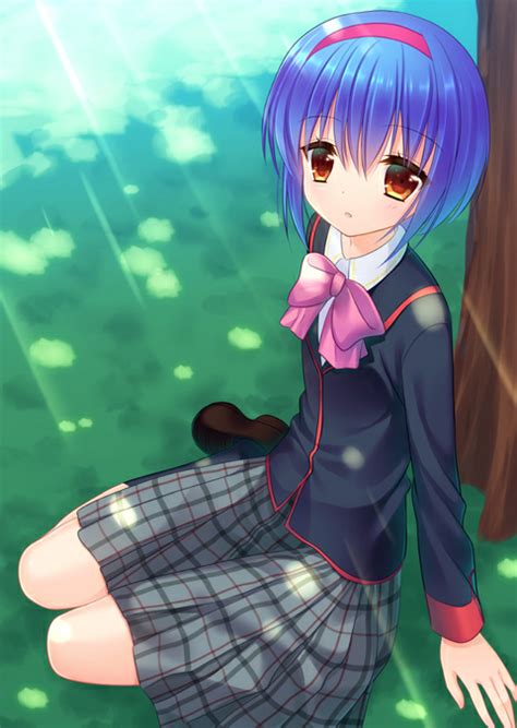 The Big Imageboard Tbib 1girl Blue Hair Brown Eyes Hairband Kuro