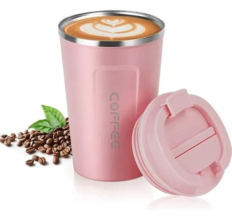 Vaso Mug Termico Ml Cafe Antiderrame Hermetico Acero Color Rosa Liso