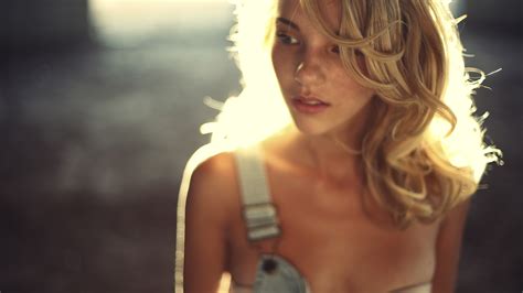 Suspenders Freckles Model Women Rachel Ann Yampolsky Blonde HD