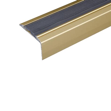 A38 46 X 30mm Anodised Aluminium Non Slip Rubber Stair Nosing Edge Trim Gold With Black Rubber