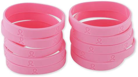 Pink Ribbon Heart October Breast Cancer Awareness Silicone Bracelet 10