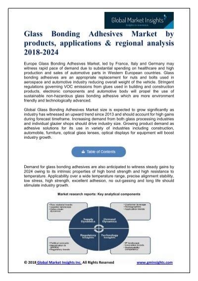 Glass Bonding Adhesives Market To Key Industry Players