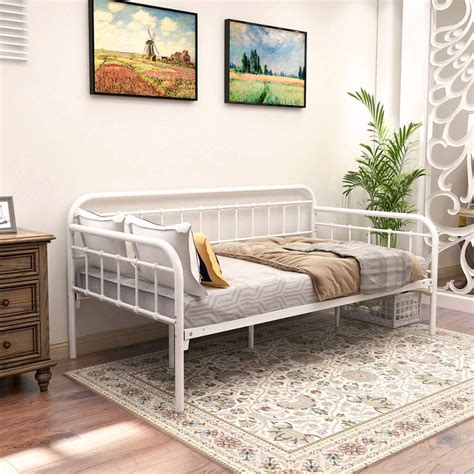 Jurmerry Metal Daybed Frame Twin Size With Steel Slats Platform