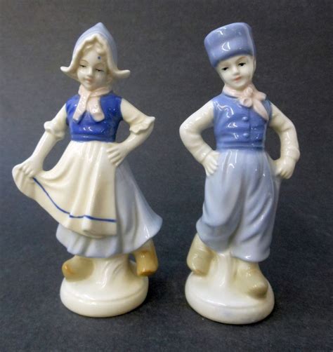 Children Figurines Small Figures Vintage Blue And White Dutch Boy And