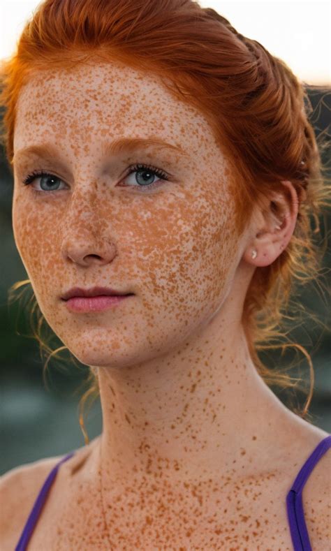 Freckles Beaux Cheveux Roux Visage De Femme Femme Rousse