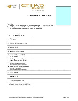 Fillable Online Ccm Application Form Darwin Airlines Fax Email Print