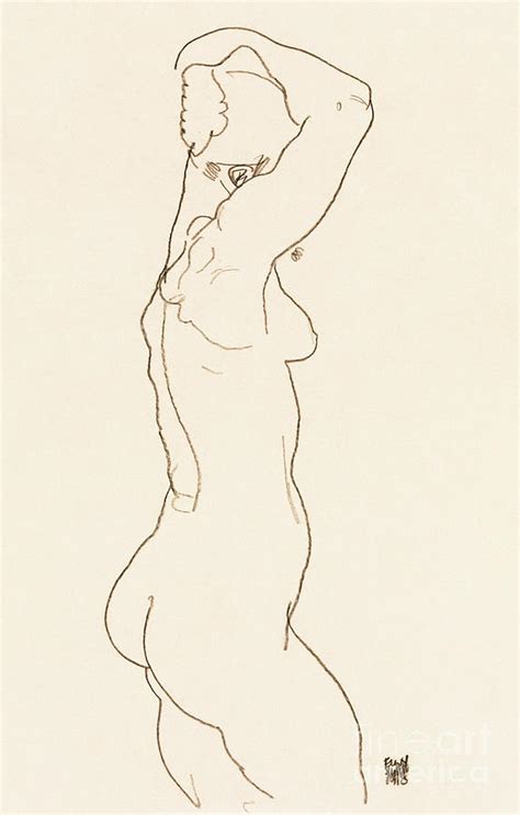 Naked Woman Backview Standing Nude Facing Right Egon Schiele