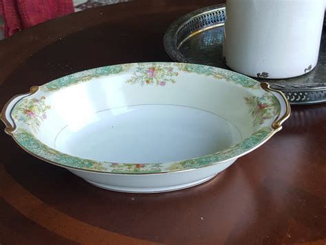 Vintage 10 Inch Oval Vegetable Bowl 1940s Noritake Mystery 39 Etsy