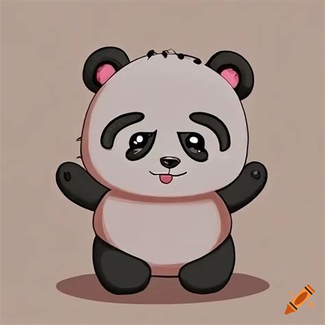 Cartoon Illustration Of A Fluffy Panda Bear