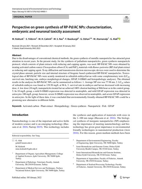 Pdf Perspective On Green Synthesis Of Rp Pd Ac Nps Characterization