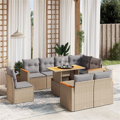 9 pcs Salon de jardin Mobilier de jardin Salon d extérieur avec