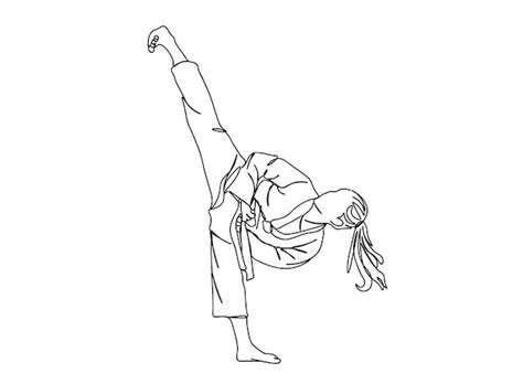 Karate Taekwondo Player Desenho De Arte De Linha Nica Continua A