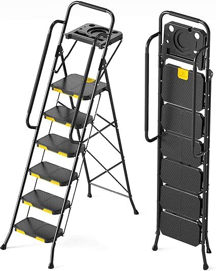 Kingrack Step Ladder Sturdy Steel Step Stool With Safe Lock Design