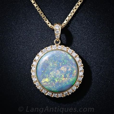 Contemporary Opal And Diamond Pendant