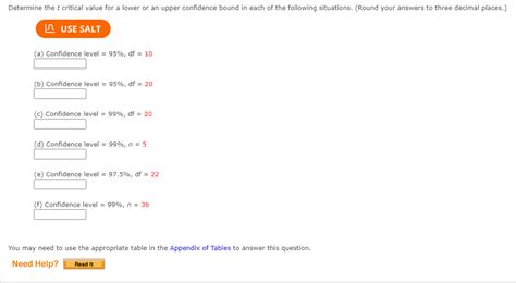 Solved Determine The T Critical Value For A Lower Or An Chegg