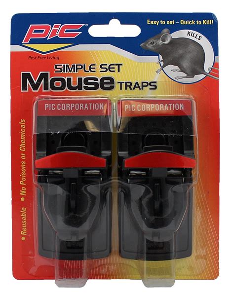 Pic Pmt2 Plastic Mouse Trap 2 Pack Mouse Traps Pest Control Simple