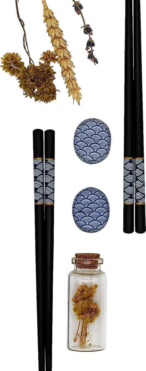 Sushi Geschenke Set Essstäbchen Premium Holz 2 Paar inklusive Keramik