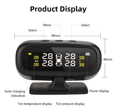 Jansite Original Solar Tpms Car Tire Pressure Best Alarm Monitor System