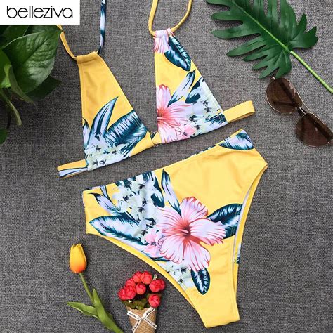 Buy Belleziva High Waisted Swimwear Push Up Brazilian