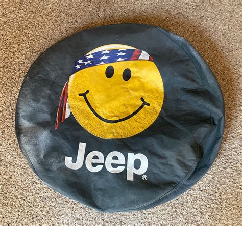 Jeep Wrangler American Flag Bandana Yellow Smiley Face Spare Tire Cover