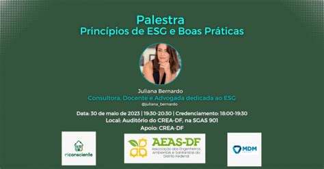 Palestra Princípios De Esg E Boas Práticas Com Juliana Bernardo Em Brasília Sympla