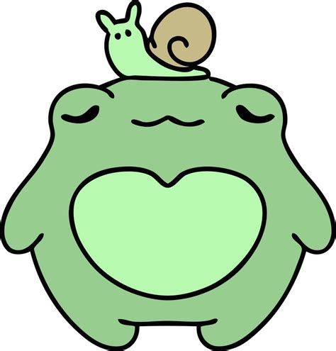 cartoon of a happy frog with a snail on its head 12408414 Vector Art at ...