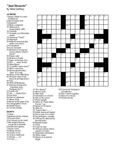 Printable Hard Crossword Puzzles