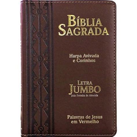 Bíblia Sagrada Letra Jumbo ARC Zíper PJV Harpa Avivada e Corinhos